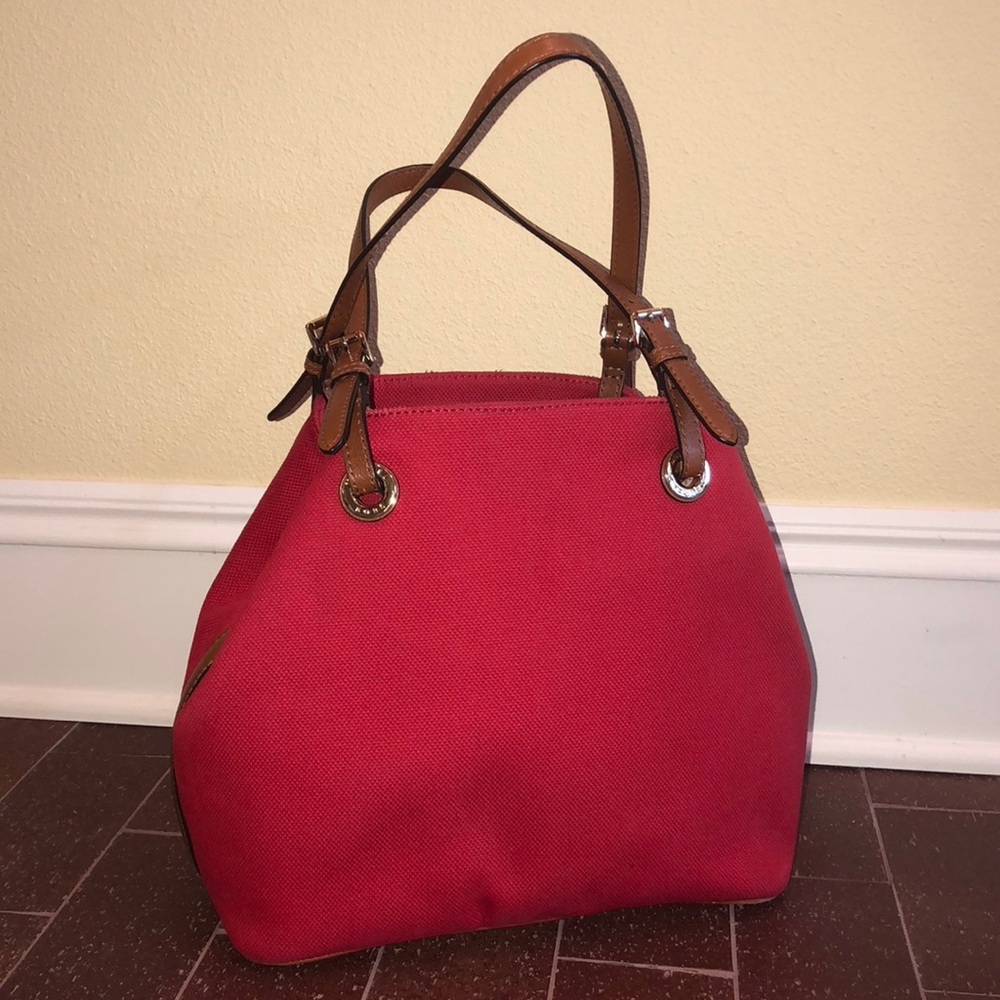 Michael Kors red cotton weave shoulder bag🎄🎁🎅🏻